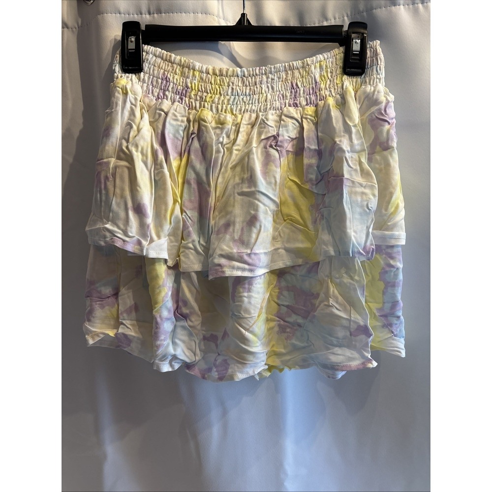 No Boundaries‎ Smocked Mini Skirt Size Large Tie Dye Super High Rise Y2K Boho